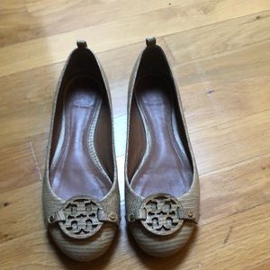 Tory Burch Snake Skin Tan Flats